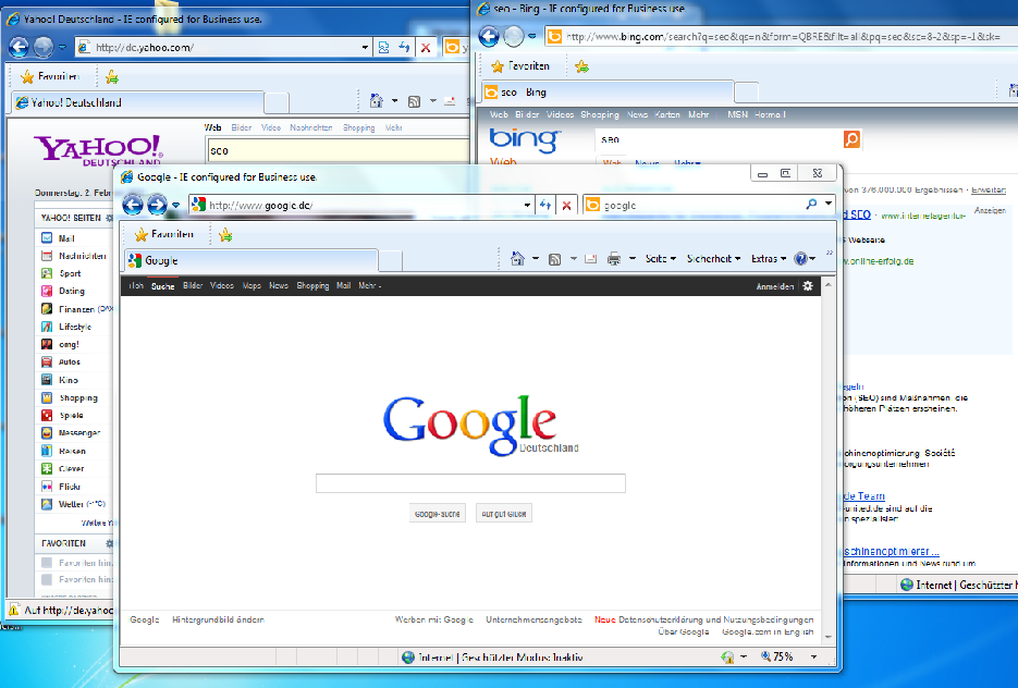seo-students: examples for search engins (google, yahoo, bing)